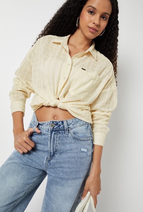 Women Textured Oversized Shirt