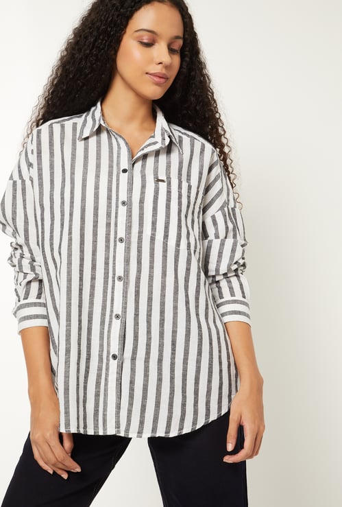 Women Striped Oversized Shirt