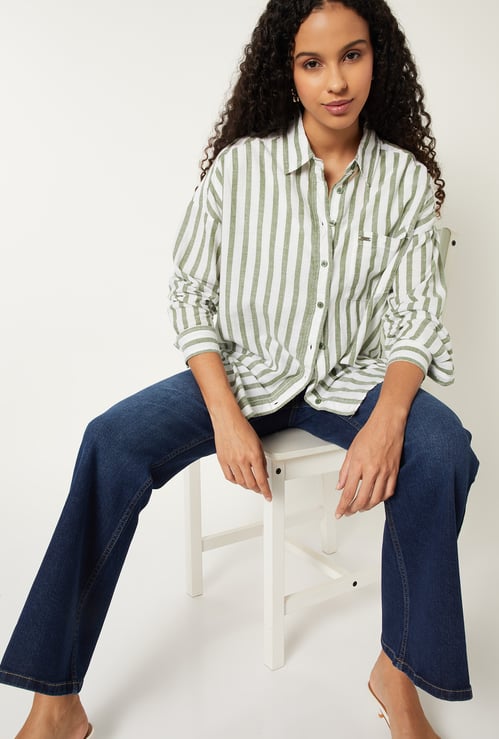 Women Striped Oversized Shirt