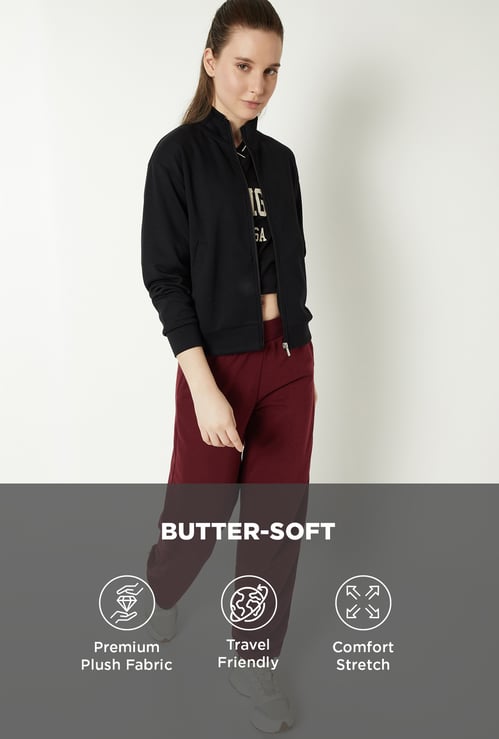 Women Boxy Fit Sold Sports Jacket