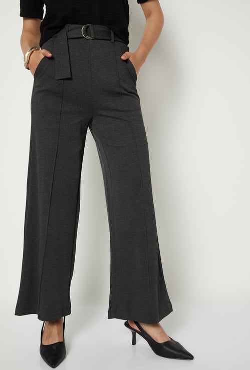 Women Wide Leg Belted Trousers