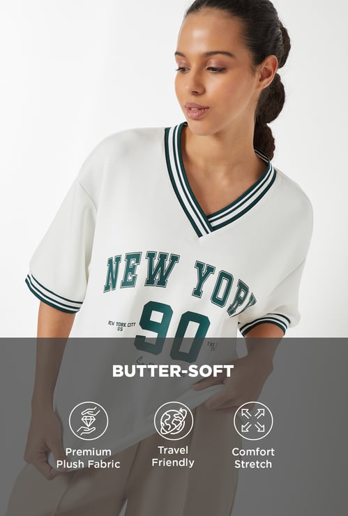 Women Printed Buttersoft Boxy Fit Sports T-shirt