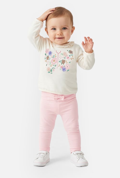 Girls Floral Print Top and Pants Set