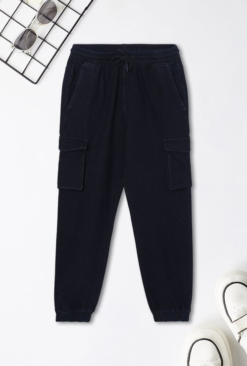 Boys Solid Cargo Joggers