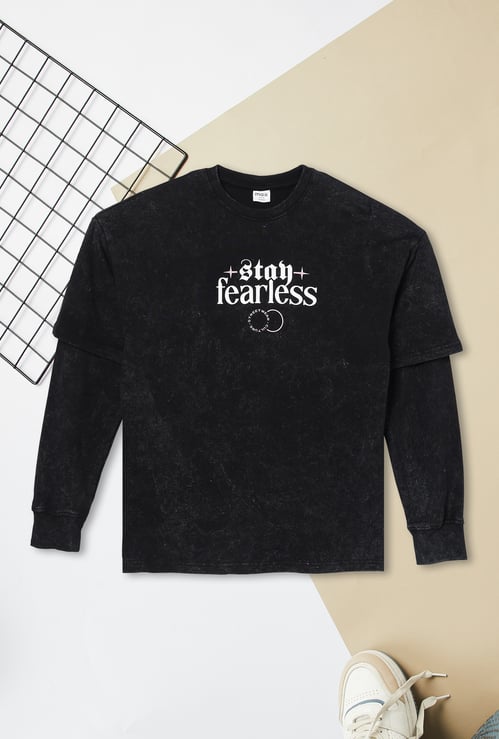 Boys Printed Layered Oversized T-shirt