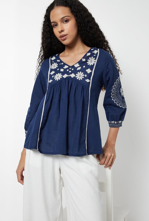 Women Embroidered A-line Tunic