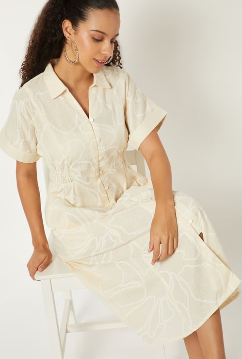 Women Embroidered Shirt Dress