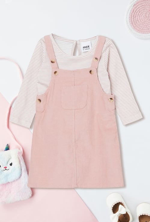 Girls Corduroy Pinafore Dress with T-shirt
