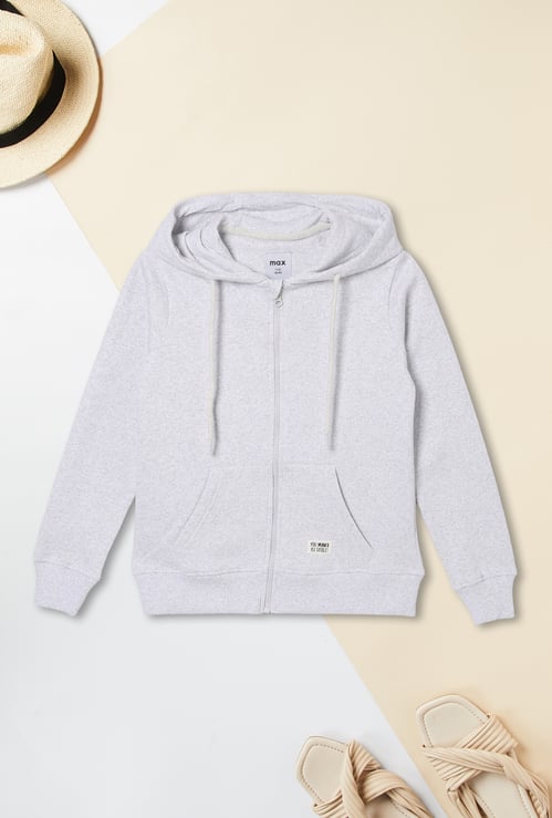 Girls Solid Hooded Sweatshirt