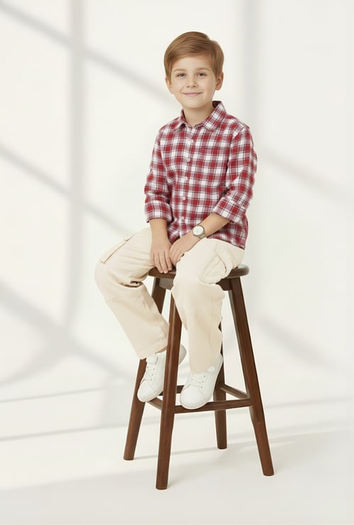 Boys Checked Oversized Shirt