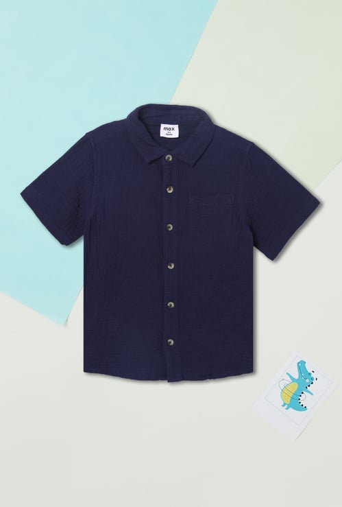 Boys Textured Oversized Shirt