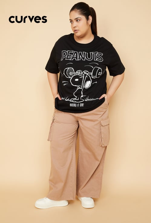 Women Snoopy Print Oversized Sports T-shirt