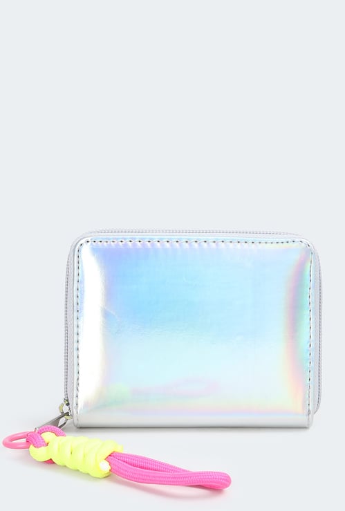 Women Holographic Zip Around Wallet