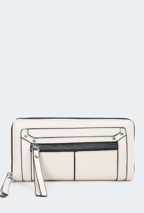Women Solid Zip Around Wallet
