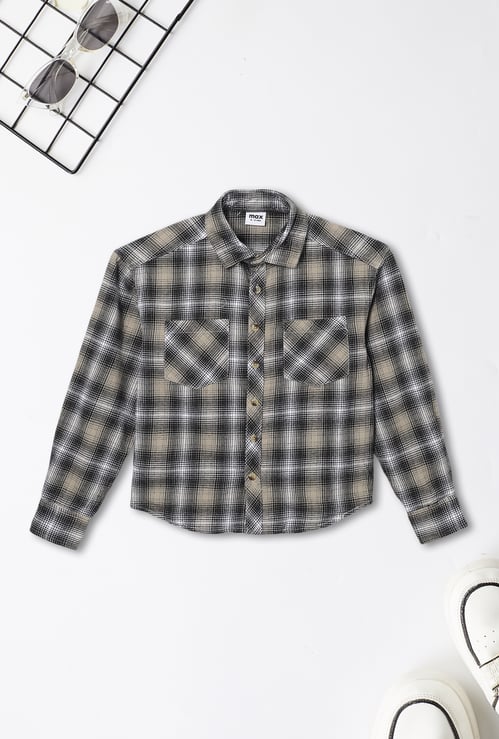 Boys Checked Regular Fit Flannel Shirt