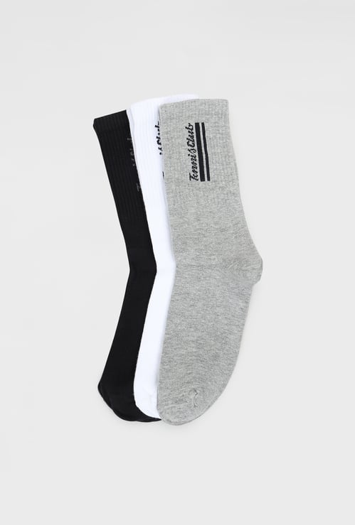 Men Printed Crew Length Socks - Pack of 3