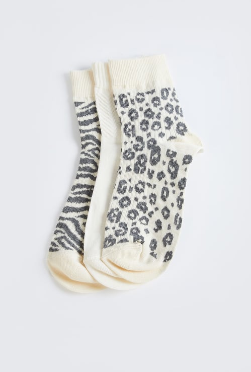 Women Printed Ankle-Length Socks - Pack of 3