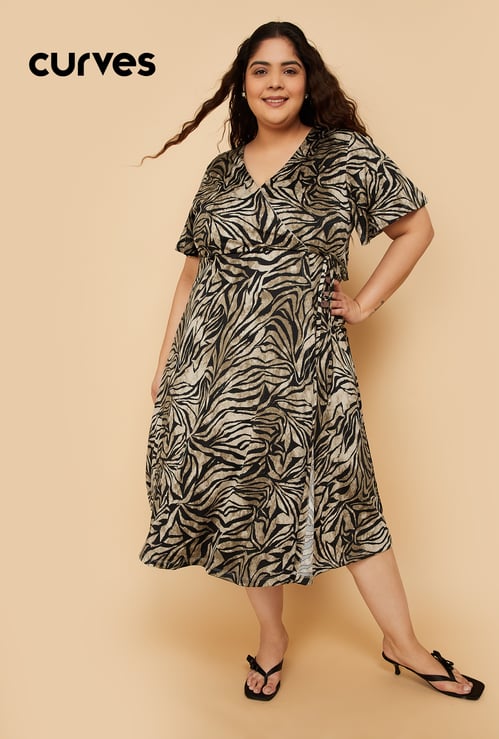 Women Printed Wrap Dress