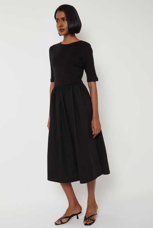 Women Solid Fit & Flare Dress