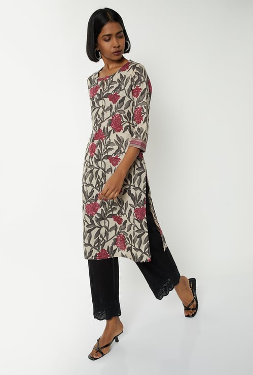 Women Floral Print Straight Kurta