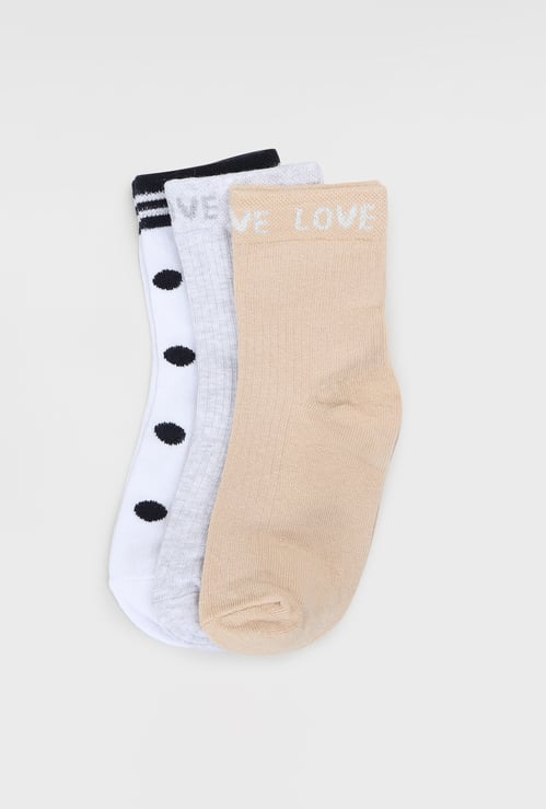 Girls Assorted Ankle-Length Socks - Pack of 3