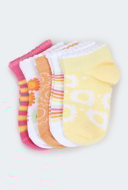Girls Patterned Ankle-Length Socks - Pack of 5