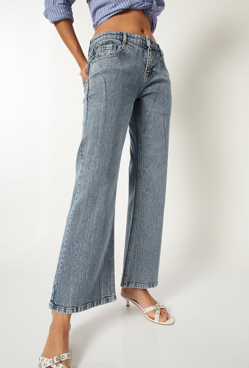Women Washed Kick Flare Jeans