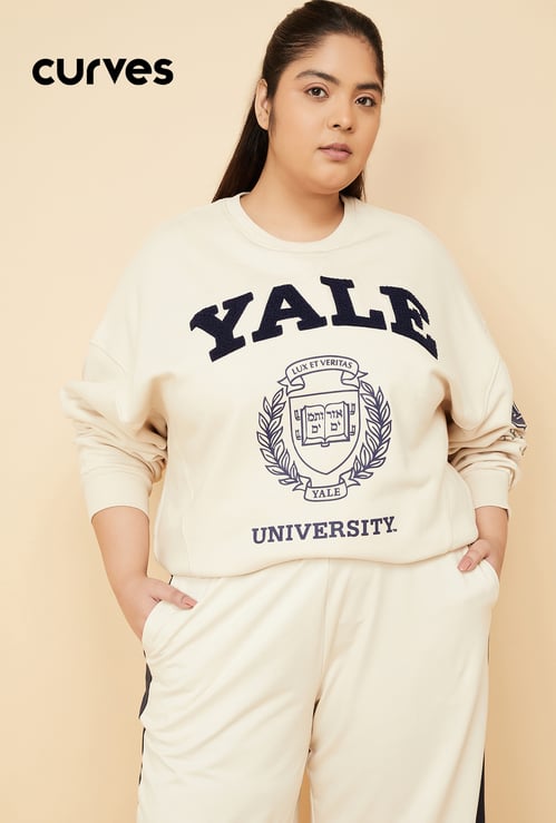 Women Chenille Embroidered Boxy Fit Sweatshirt