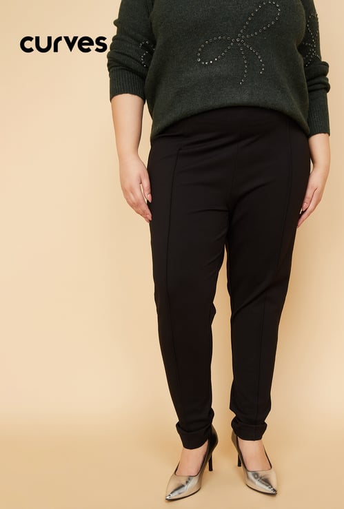 Women Striped Knit Treggings