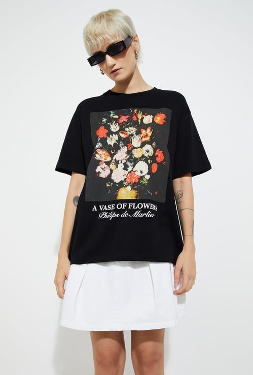 ALAYA F x URB_N Women Oversized Graphic Print T-shirt