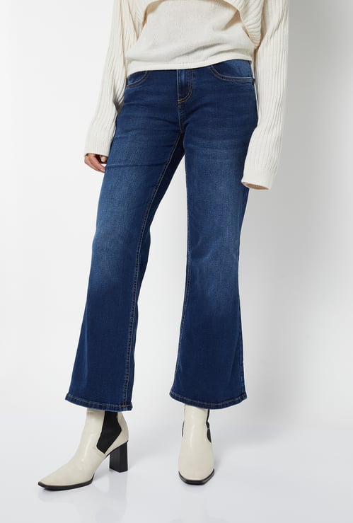Women Washed Kick Flare Jeans
