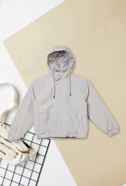 Boys Solid Hooded Jacket