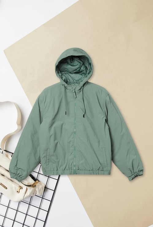 Boys Solid Hooded Jacket