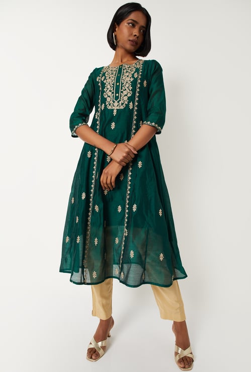 Women Embroidered A-line Kurta