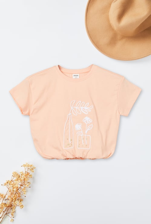 Girls Embroidered Crop Top
