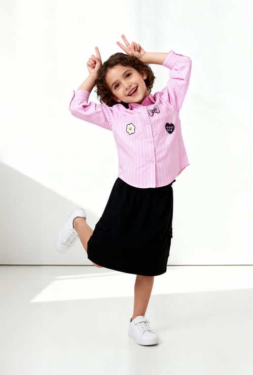 Girls Striped Regular Fit Shirt