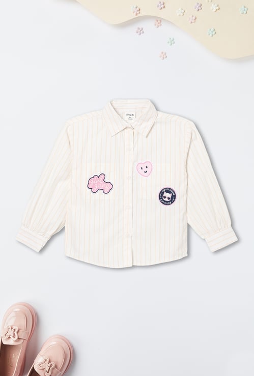 Girls Striped Badged Top