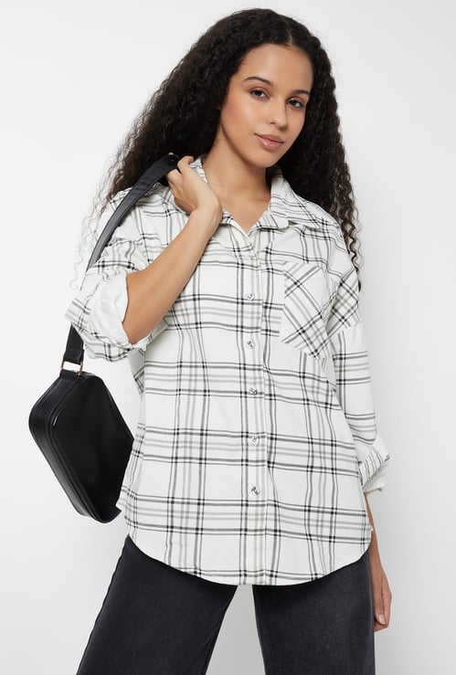 Women Checked Oversized Shirt