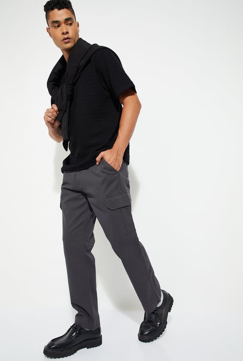URB_N Men Solid Relaxed Fit Cargos