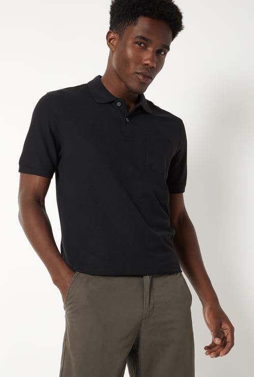 Men Textured Polo T-shirt