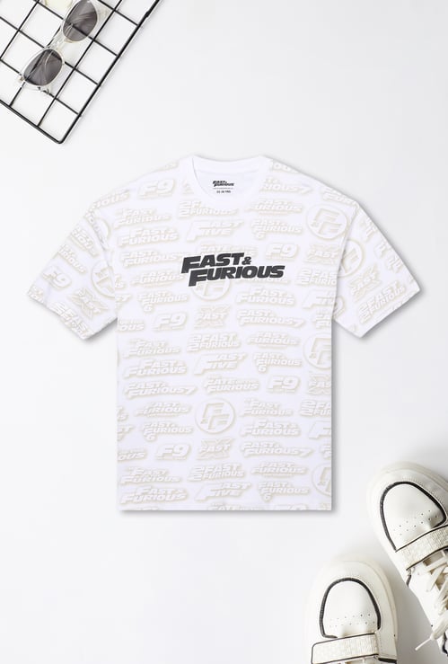 Boys Fast & Furious Print Oversized T-shirt