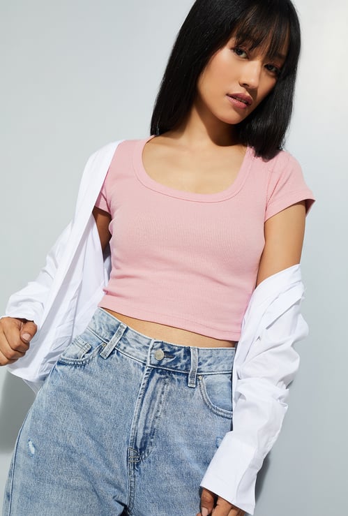 URB_N Women Ribbed Crop T-shirt