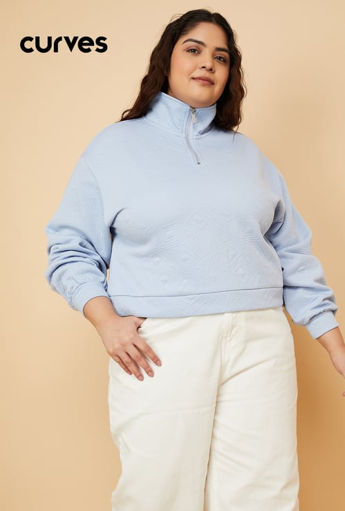 ALAYA F x URB_N Women Textured High Neck Sweatshirt