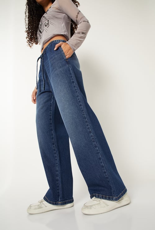 Women Washed Wide Leg Jeans