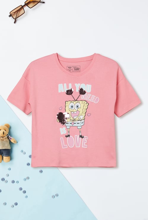 Girls SpongeBob Printed Oversized T-shirt