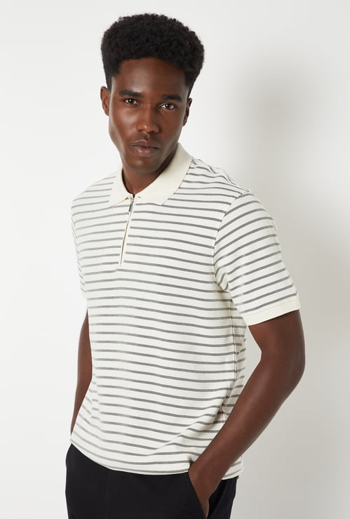 Men Striped Polo T-shirt