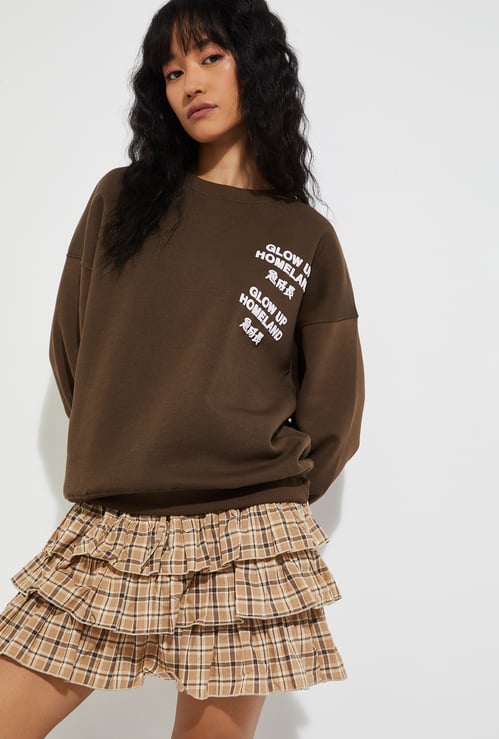 URB_N Women Printed Oversized Sweatshirt