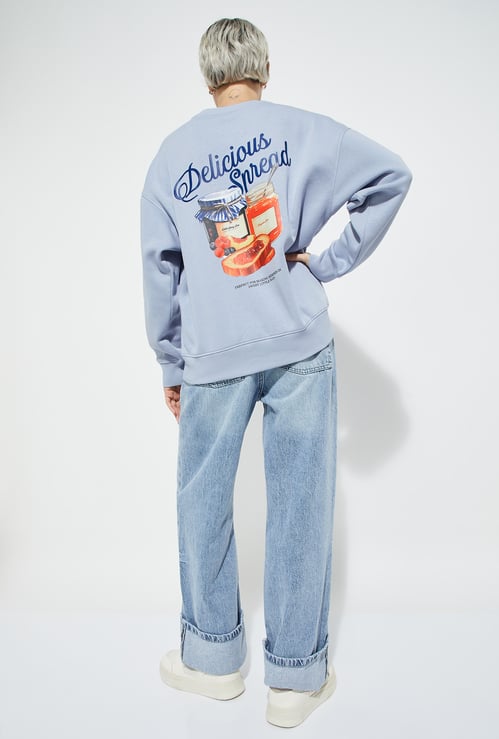 ALAYA F x URB_N Women Back Print Oversized Sweatshirt