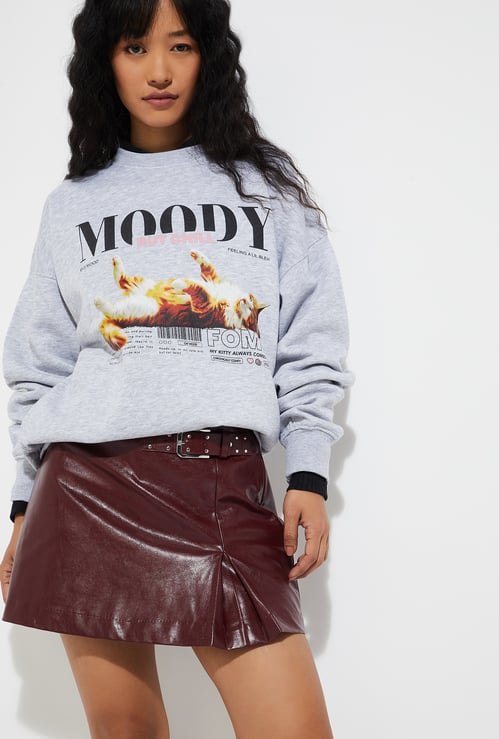URB_N Women Printed Oversized Sweatshirt