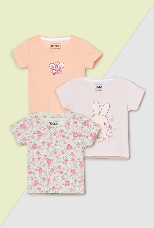 Girls Printed T-shirt - Pack of 3
